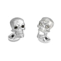 Sterling Silver Skull Cufflinks With Diamond Eyes By Deakin & Francis