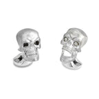 Sterling Silver Skull Cufflinks With Diamond Eyes By Deakin & Francis