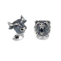 Sterling Silver Bull & Bear Cufflinks With Ruby Eyes By Deakin & Francis