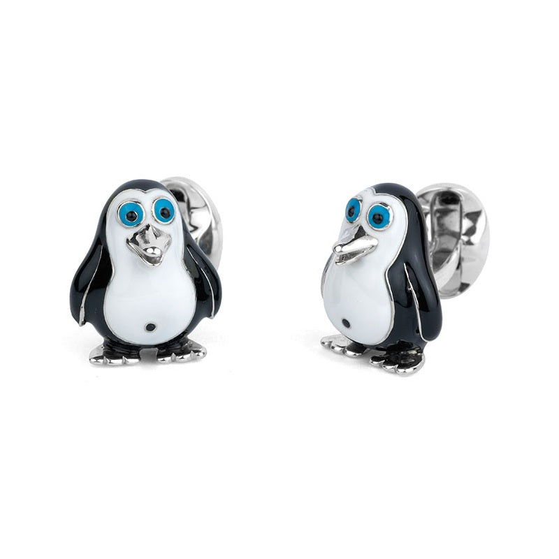 Deakin & Francis Penguin Cufflinks in Sterling Silver With Enamel 