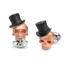 Deakin & Francis Skull Cufflinks With Top Hat in Sterling Silver 