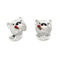 Bull Dog Cufflinks In Sterling Silver With Enamel By Deakin & Francis