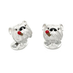 Bull Dog Cufflinks In Sterling Silver With Enamel By Deakin & Francis