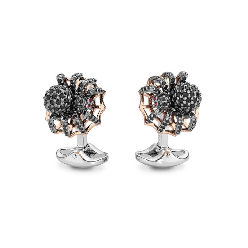 Deakin & Francis Spider Cufflinks Sterling Silver & Black Spinel