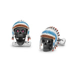 Deakin & Francis Native Indian Skull Cufflinks In Sterling Silver