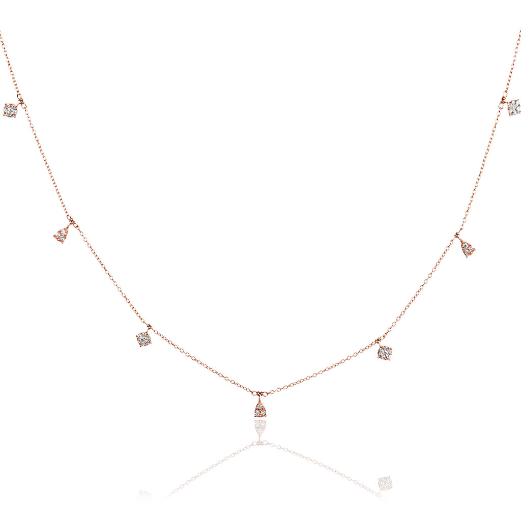 Solitaire 0.20ct 4 claw princess diamond pendant in 9K yellow gold
