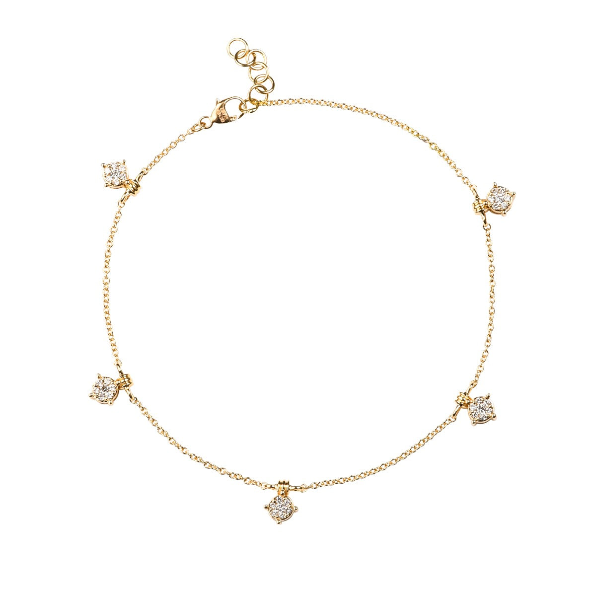 Diamond Charm Bracelet with 5 Charms with 0.25ct Diamond Bracelet In 18K Yellow Gold