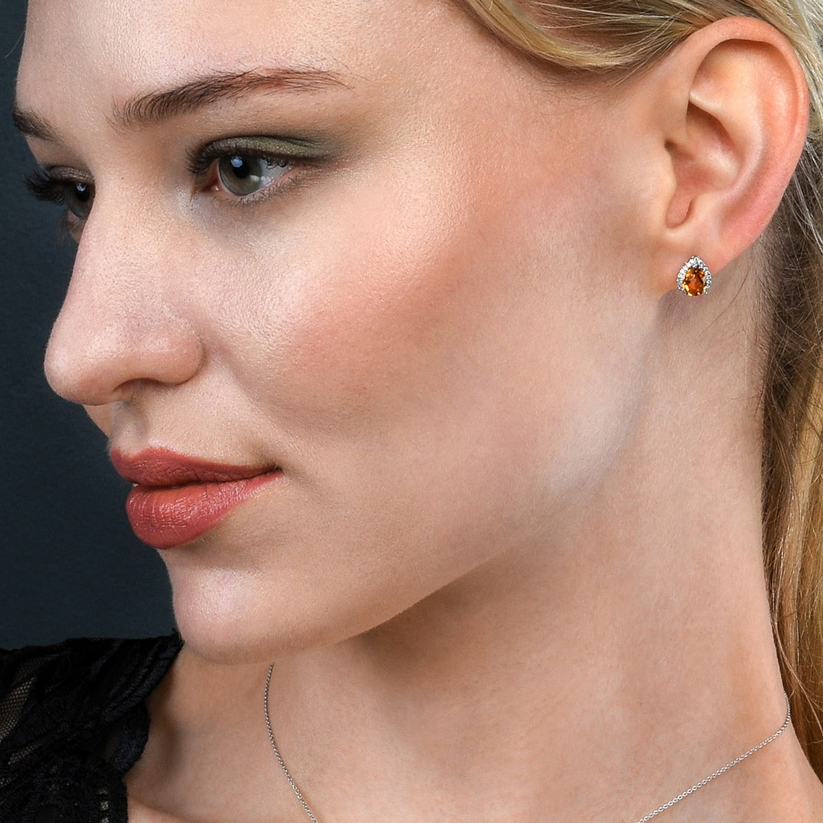 Citrine & Diamond Stud Earrings 1.80ct Citrine 9K White Gold