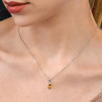 0.60ct Citrine Pendant Necklace With Diamonds 9K White Gold