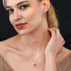 Citrine & Diamond Drop Earrings 4.60ct Pear Citrine 9K White Gold