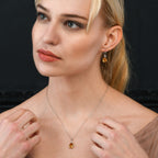 2.20ct Citrine Drop Pendant Necklace With Diamonds 18K White Gold
