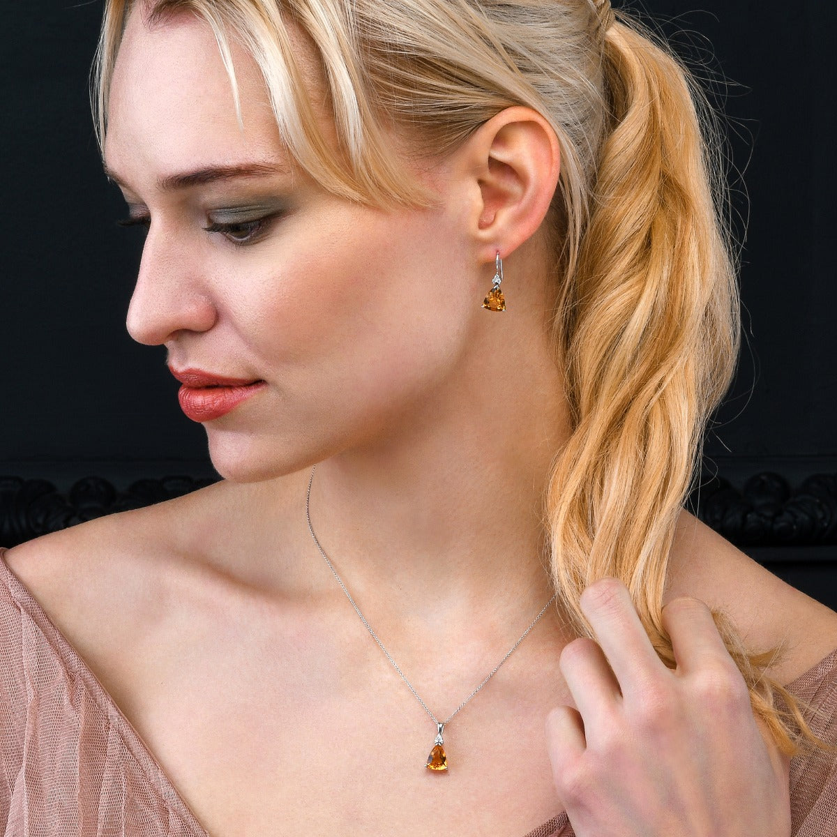 Citrine & Diamond Drop Earrings 4.60ct Citrine 18K White Gold