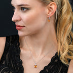 2.65ct Square Citrine Pendant Necklace With Diamonds 9K White Gold