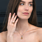 Sterling Silver Ring with a Trillion Cut Citrine Gemstone