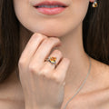 Sterling Silver Ring with a Trillion Cut Citrine Gemstone 