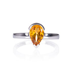 Pear Shaped Citrine Ring in Sterling Silver