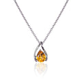 Teardrop Citrine Pendant Necklace in Sterling Silver