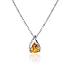 Teardrop Citrine Pendant Necklace in Sterling Silver