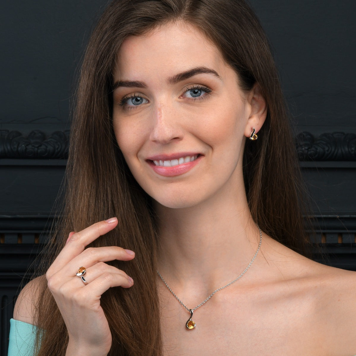 Citrine Pear Shaped Earrings in Sterling Silver