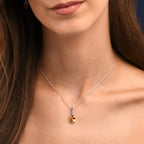 Oval Shaped Citrine Pendant Necklace in Sterling Silver