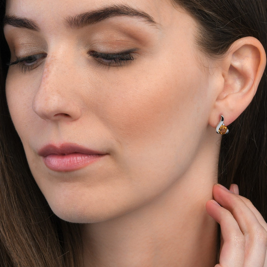 Citrine Pear Shaped Earrings in Sterling Silver