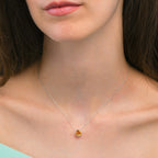 Bezel Set Citrine Pendant Necklace in Sterling Silver