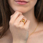 Gold Ring with a Pear-Shaped Citrine Gemstone