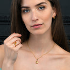 Citrine Drop Pendant Necklace in Gold Vermeil