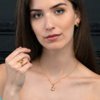 Gold Vermeil Ring with a Pear-Shaped Citrine Gemstone