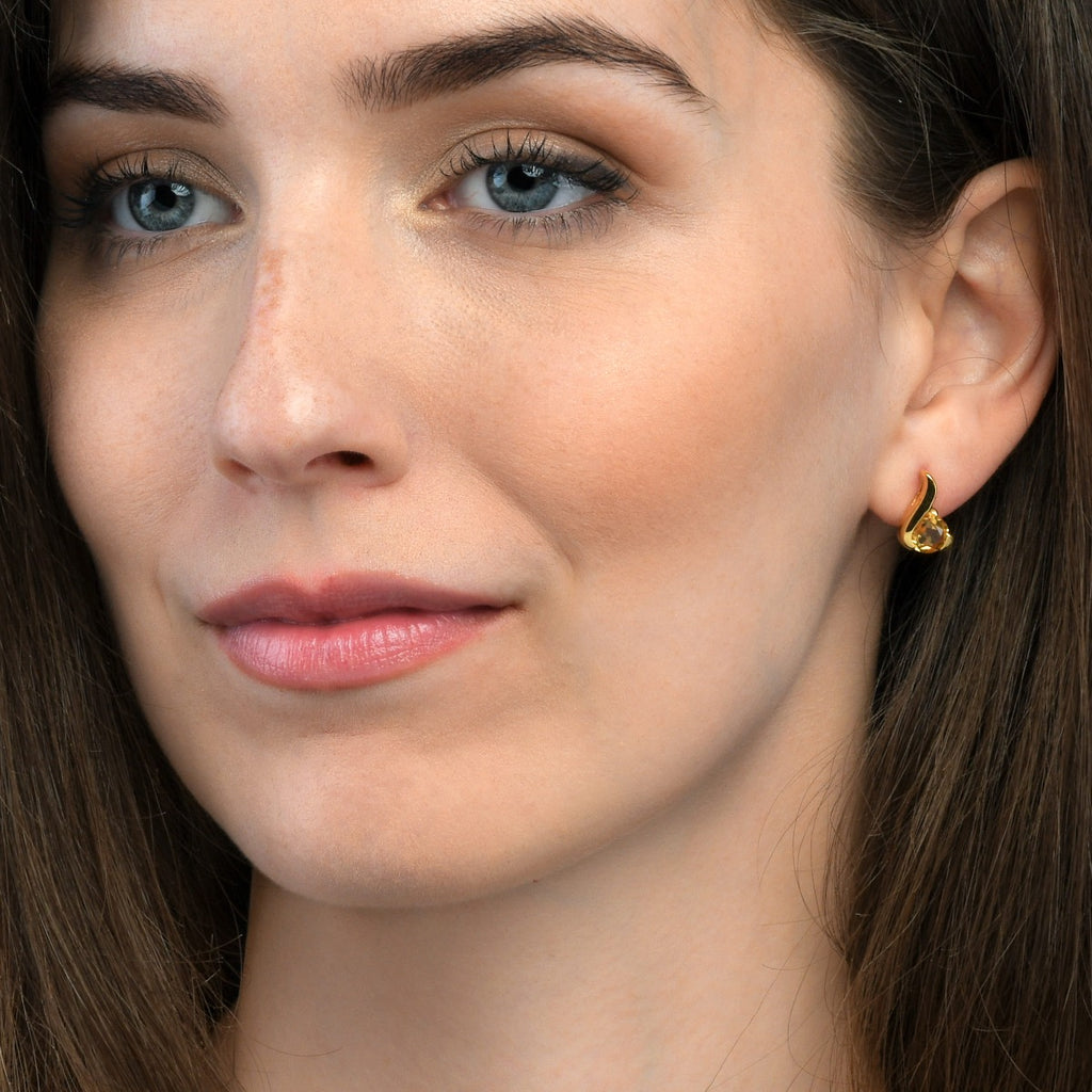 Gold Vermeil Citrine Pear Shaped Earrings for Women