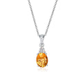 Oval Shaped Citrine Pendant Necklace in Sterling Silver
