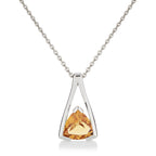 Trillion Cut Citrine Pendant Necklace in Sterling Silver