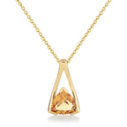 Trillion Cut Citrine Pendant Necklace in Gold Plated Sterling Silver