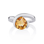 Sterling Silver Ring with a Pear-Shaped Citrine Gemstone