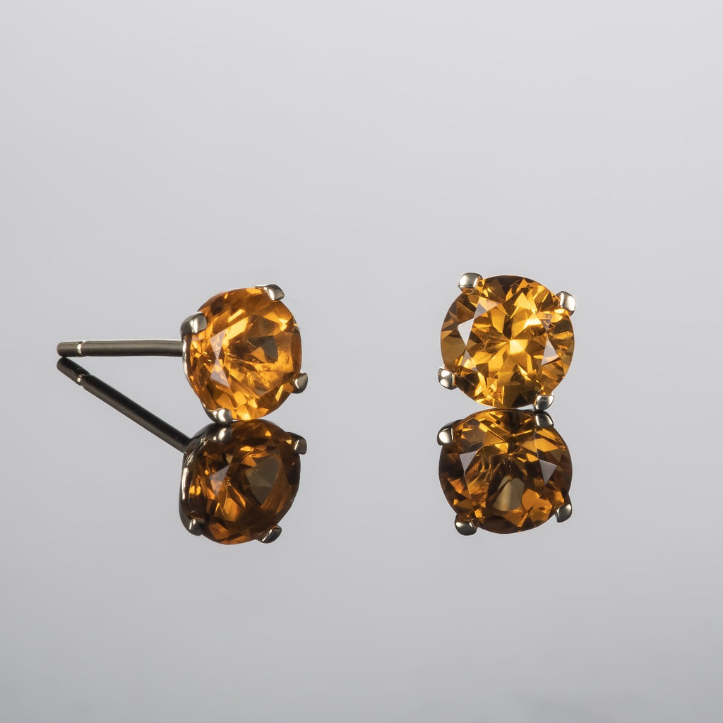1.50ct Citrine Solitaire Stud Earrings In 9K Yellow Gold