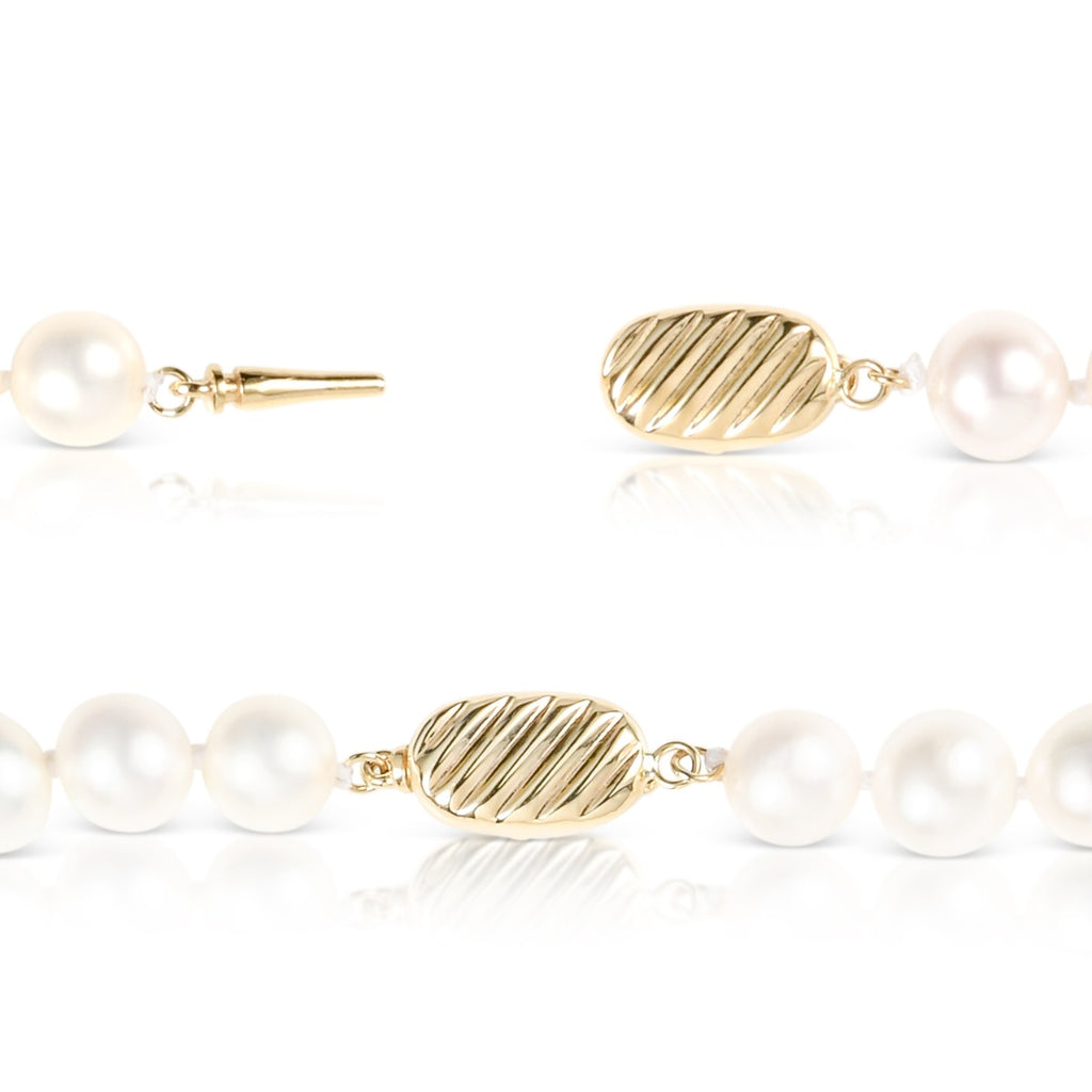 7.5-8.5mm White Freshwater Pearl Bracelet in 9K Yellow Gold