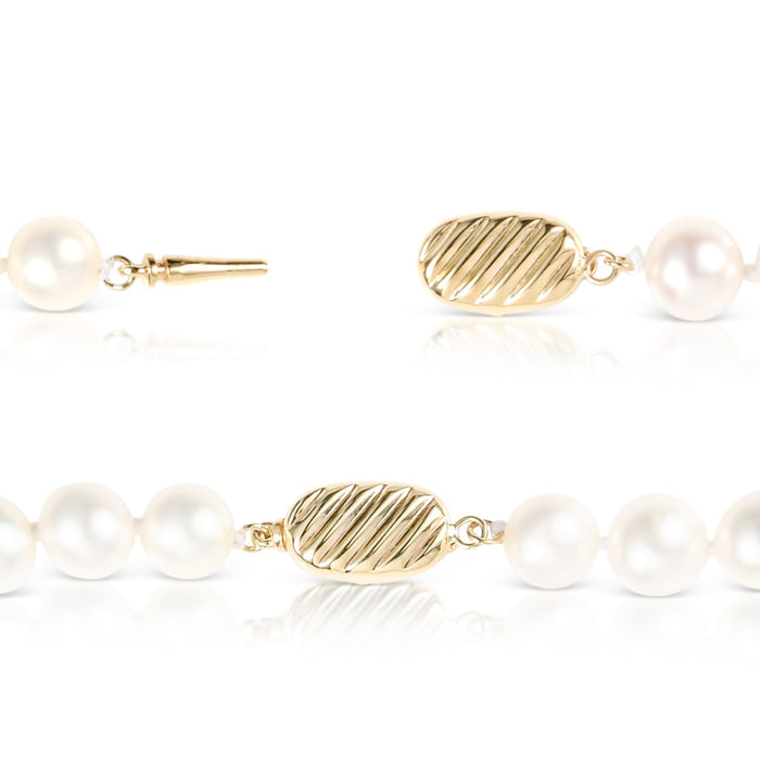 6.5-7.5mm White Freshwater Pearl Bracelet in 9K Yellow Gold
