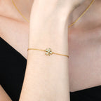 Yellow Gold Plated Sterling Silver 4 Leaf Clover Bracelet with Cubic Zirconia