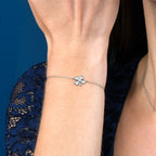 Sterling Silver 4 Leaf Clover Bracelet with Cubic Zirconia