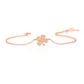 Rose Gold Plated Sterling Silver 4 Leaf Clover Bracelet with Cubic Zirconia