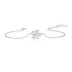 Sterling Silver 4 Leaf Clover Bracelet with Cubic Zirconia