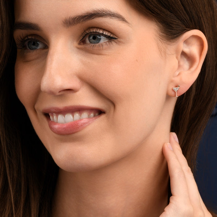 Rose Gold Plated Sterling Silver Cocktail Earrings with Cubic Zirconia