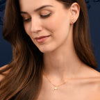 Gold Plated Sterling Silver COCKTAIL GLASS Pendant Necklace with Cubic Zirconia