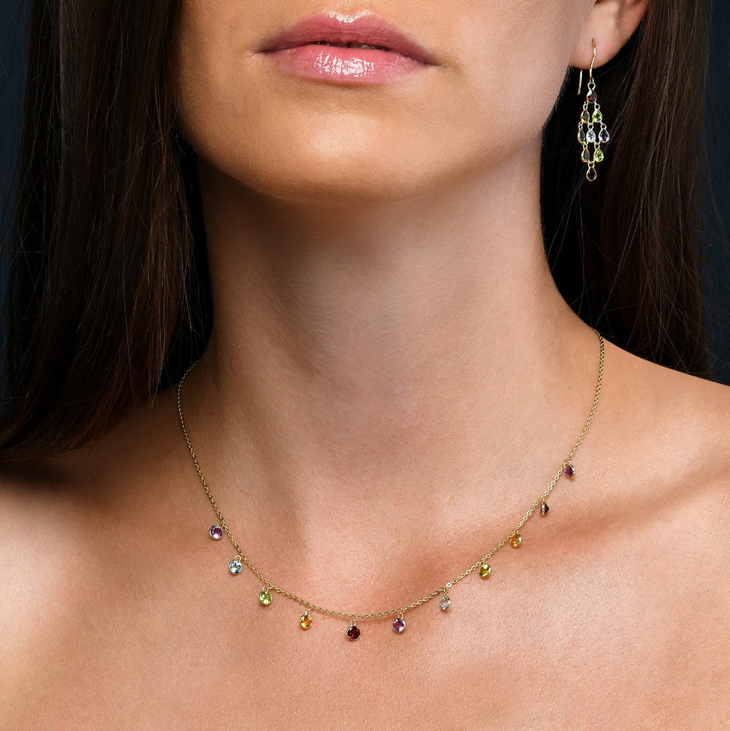 natural gemstone necklace in 9k yellow gold