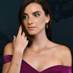 Multi Coloured Natural Gemstone Charm Necklace in 9K Yellow Gold