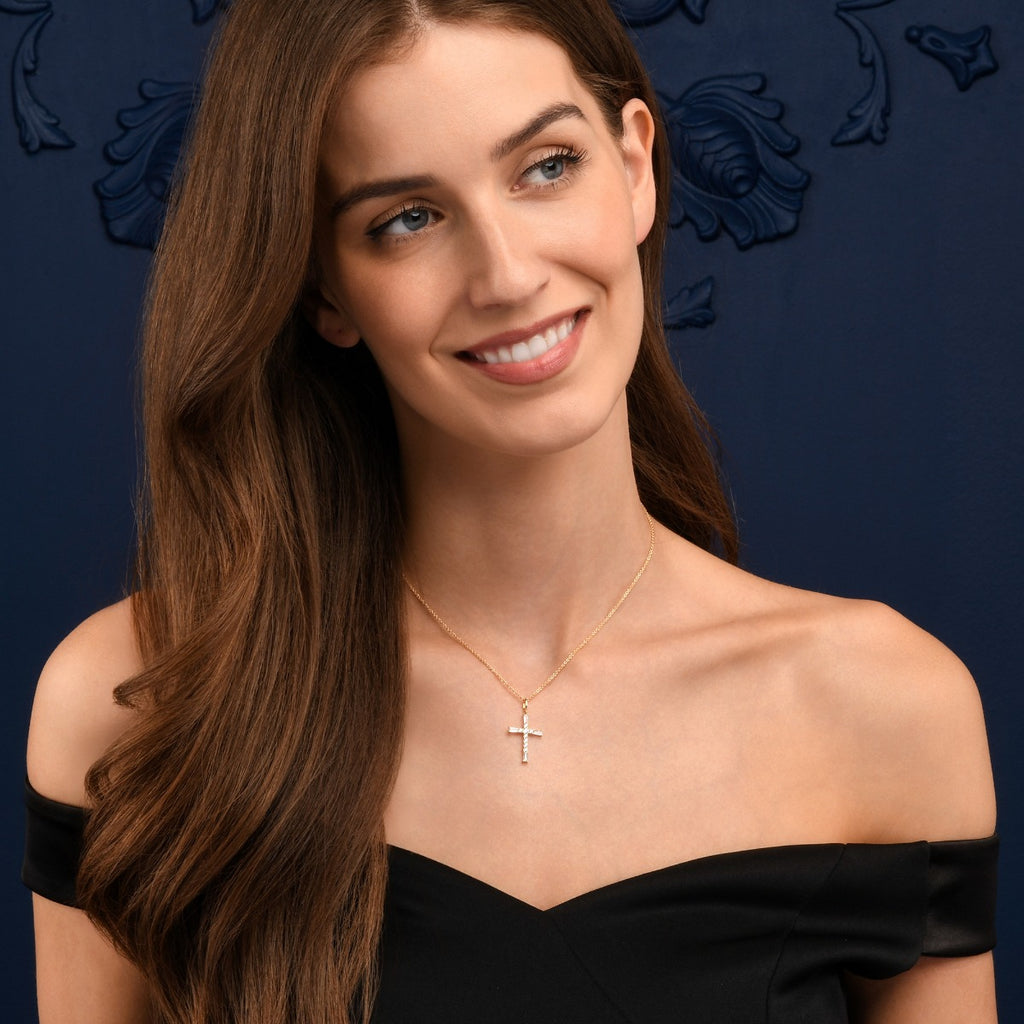 Gold Plated Sterling Silver Cross pendant Necklace
