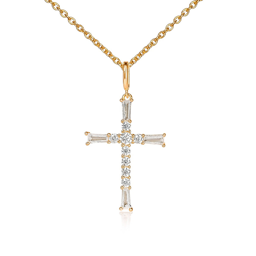 Gold Plated Sterling Silver Cross pendant Necklace
