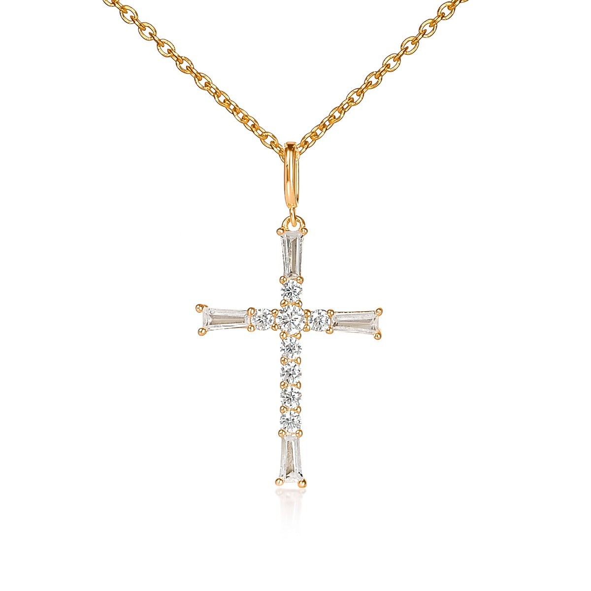 Gold Plated Sterling Silver Cross pendant Necklace