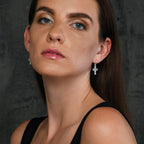 Gothic Cross Drop Earrings in 925 Sterling Silver