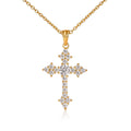 Gold Plated Sterling Silver Gothic Cross Pendant Necklace